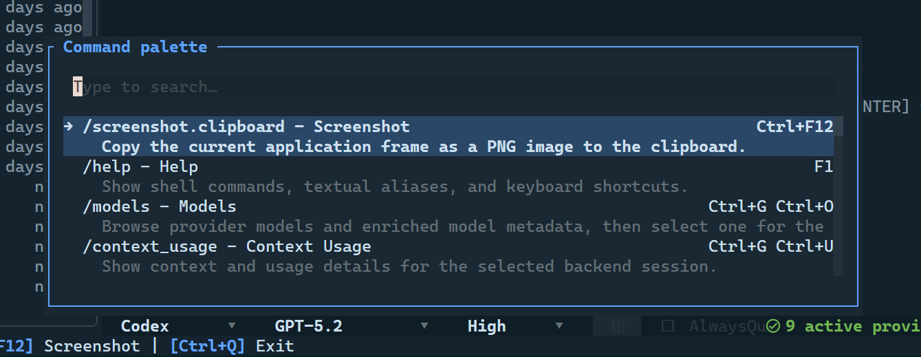 CodeAlta command palette with keyboard-first commands