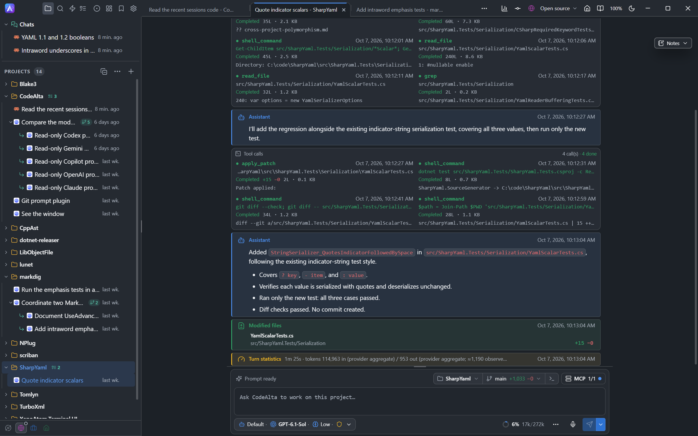 A session whose timeline and prompt take 70% of the width, centered
