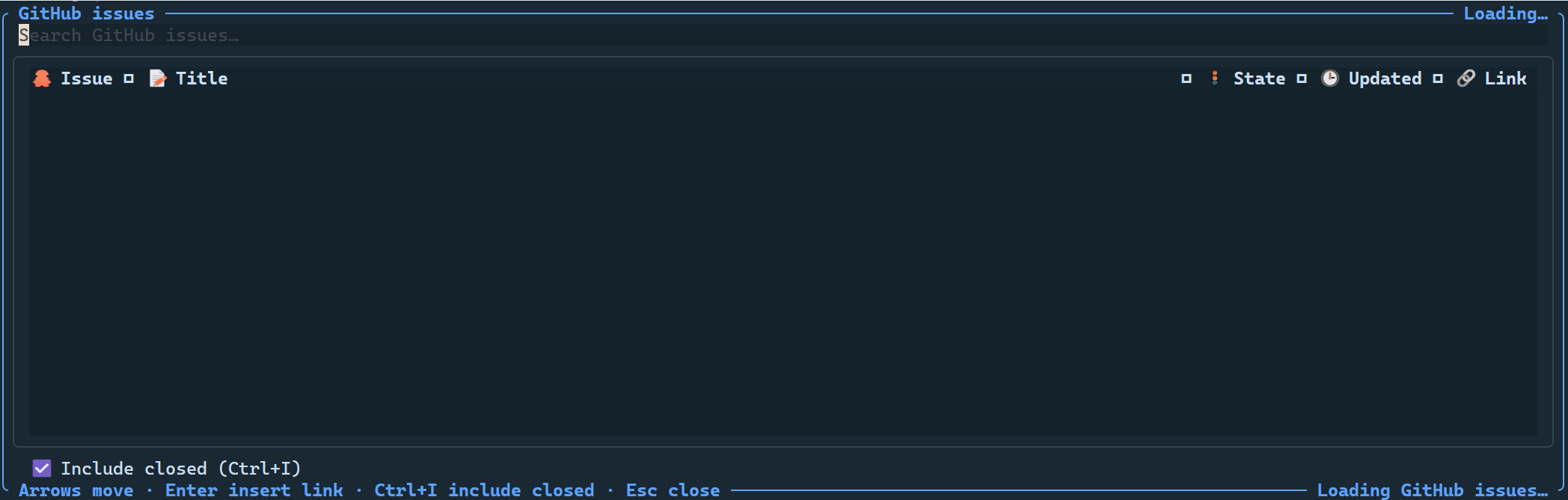 CodeAlta GitHub issue prompt picker dialog