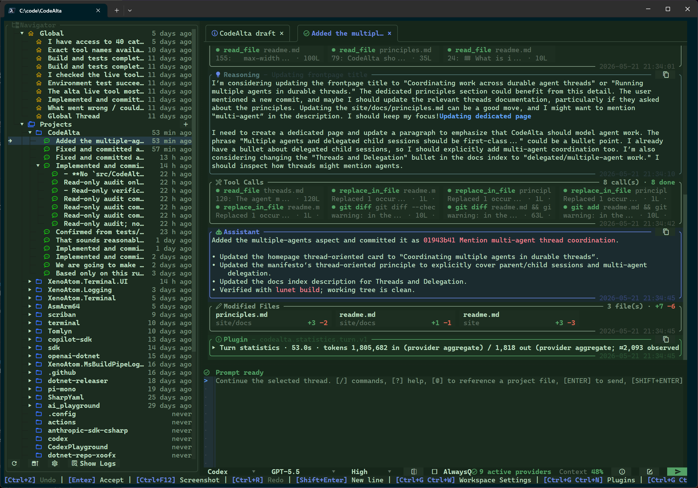 CodeAlta green theme